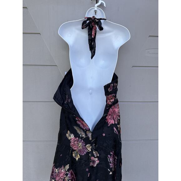 Robbie Bee Signature Dark Floral Burn Out Velvet Silk Dress Sz 10 Y2K Whimsigoth - Picture 6 of 15